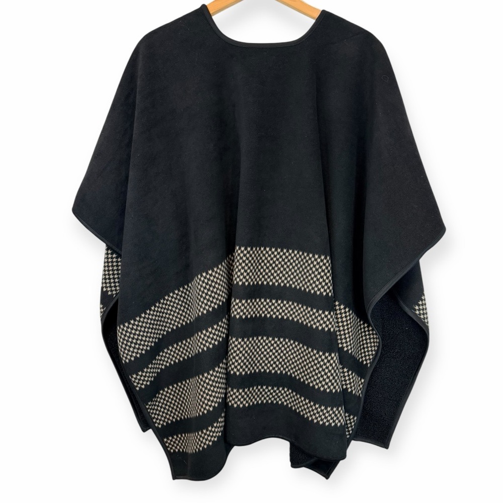 Ike Behar Designer Wrap Shawl Black Cream Houndstooth Luxury Cape Poncho - Picture 4 of 5